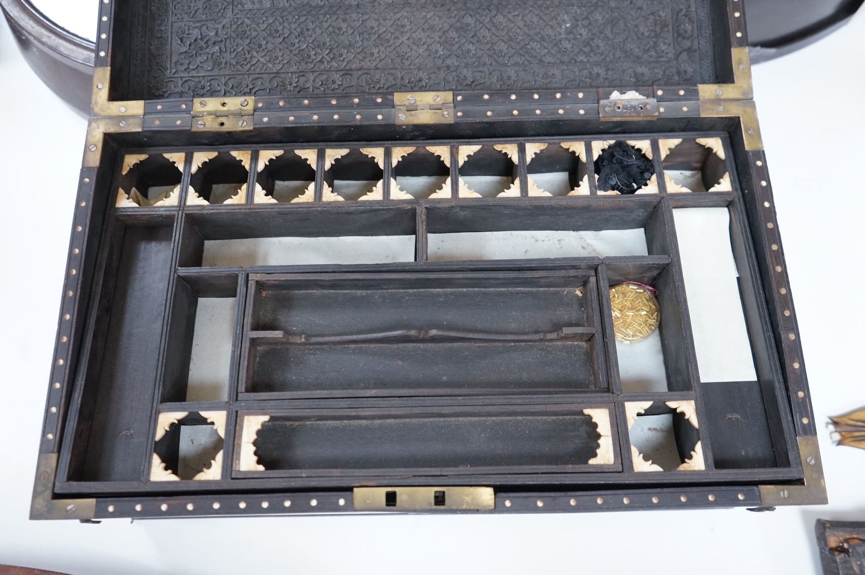 A 19th-century Indian hardwood and ivory inlaid box, 43cm wide x 25cm deep x 17cm high CITES Submission reference, RKMVPR3B